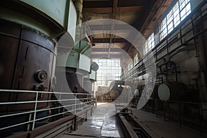 Interior of an old thermal power station.