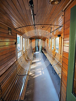 Interior of old train carriage