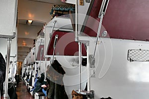 The interior of the old train, passenger seats
