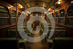 Interior of old vintage bus