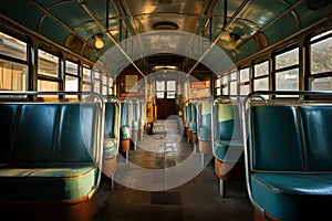 Interior of old vintage bus