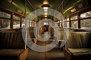 Interior of old vintage bus