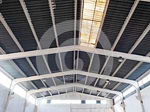 Interior of the old warehouse with clerestory on the roof