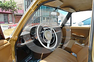 Interior of an oldtimer Mercedes-Benz 280SE in Lima