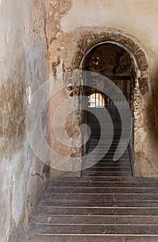 The interior  of one of the buildings of the Masada fortress in the ruins of the Masada - is a fortress built by Herod the Great