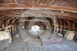 Interior of one of the caravels of the discovery of America in La Rabida, Huelva