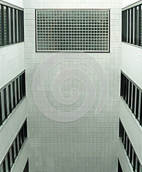 Interior open courtyard in a modern multi-storey building