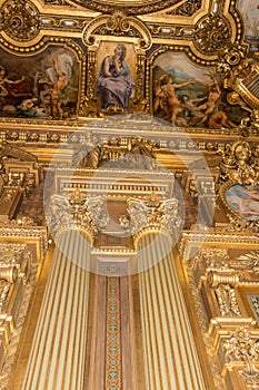 The interior of opera palace Garnier in Paris, France