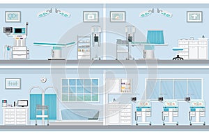 Interior of operating room for birthing of pregnant woman.