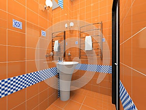 Interior of the orange bathroom