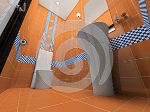 Interior of the orange bathroom