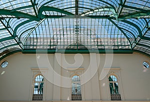 Interior of the Orangery at the Royal Greenhouses at Laeken, Brussels, Belgium.