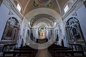 Interior of Oratorio dei Bianchi, historic church in Fosdinovo, Tuscany photo