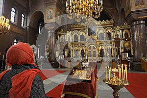 Interior of the Orthodox church in Russia.