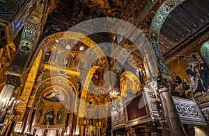 Interior of the Palatine Chapel of Palermo, Sicily, Italy