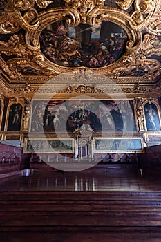 Interior of Palazzo Ducale or Doge`s Palace in Venice, Italy