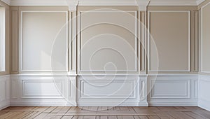 Interior Panel Wall White Wainscoting with Minimal Design