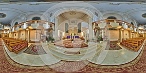 360 interior panorama of Holy Trinity Catholic Church in Sovata, Romania photo