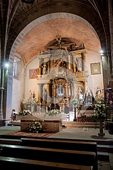 Interior of Parish Church of Our Lady of the Assumption in La Alberca, Salamanca, Spain