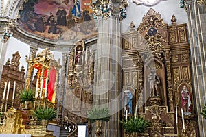 Interior of the Parroquia de San Juan Bautista church in Coyoacan, Mexico City - Mexico