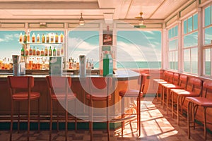 interior party vintage cocktail tropical bar alcohol refreshing beverage drink glass. Generative AI.