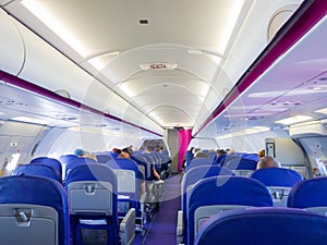 Interior of passenger airplane