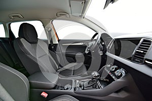 Interior of a passenger car with a dashboard