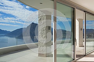 Interior of a penthouse, windows