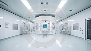 Interior of Pharmaceautical clean room, industrial design for large scale chemical production in controlled sterile conditions