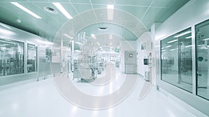 Interior of Pharmaceautical clean room, industrial design for large scale chemical production in controlled sterile conditions