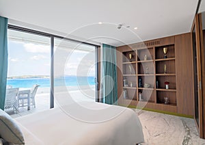 Interior photography, modern hotel room, in modern style, Interior architecture on the example of a bedroom