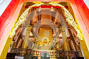 Interior of Phrathat Nong Bua. The pagoda modeled from Mahabodhi Temple India
