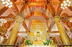 Interior of Phrathat Nong Bua. The pagoda modeled from Mahabodhi Temple India photo