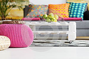 Interior with pink pouf