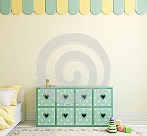 Interior of playroom. 3d rendering.