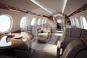 Interior of a private jet. Interior of a private plane