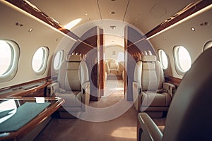 Interior of a private jet. Interior of a private plane