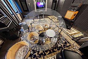 The interior of the professional recording studio with musical i