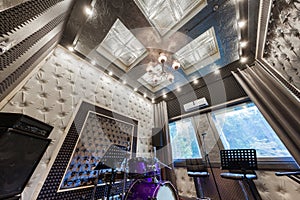 The interior of the professional recording studio with musical i