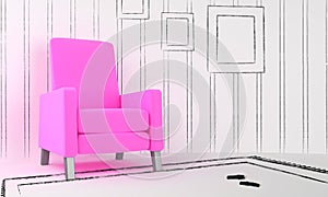 Interior project - pink seat