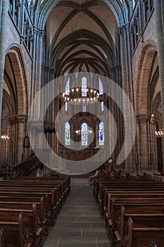 Interior in the Protestant church. Geneva