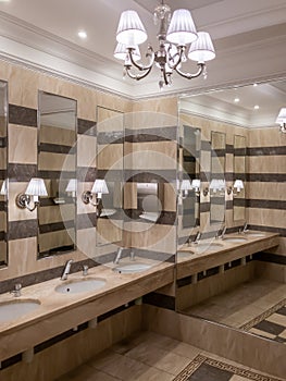 Interior of public luxury restroom
