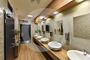 Interior of a public restroom photo