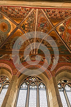 Interior of Putna monastery, Bucovina, Romania.