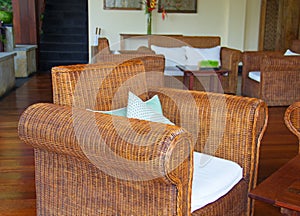 Interior with rattan furniture