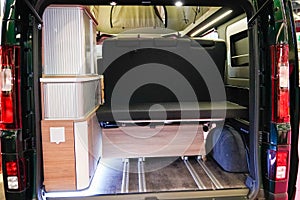 Interior of recreational vehicle caravanning motoring tourism van camper photo