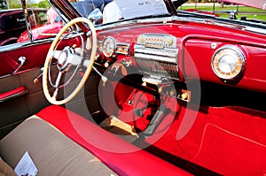 Interior of red convertible