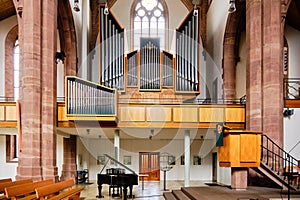 Interior of the red sandstone church at Nagold