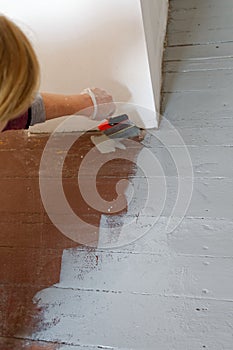 Interior redecoration works, painting of florboards