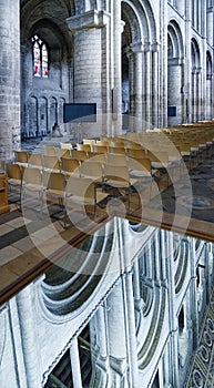 Interior and reflection of Ely cathedral
